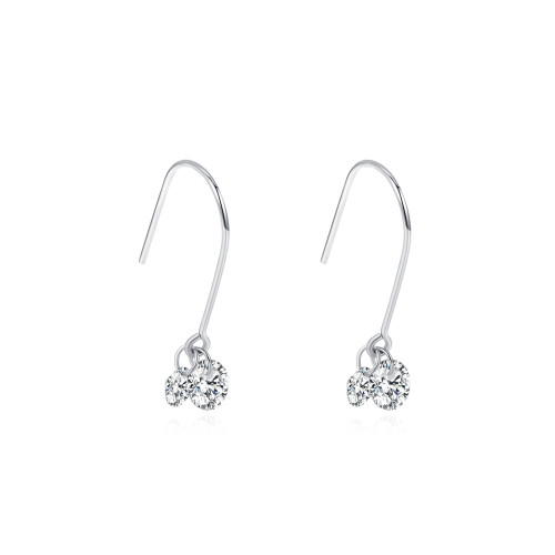 New 925 Sterling Silver Zircon Earrings | Exquisite Ladies Silver Drop Earrings