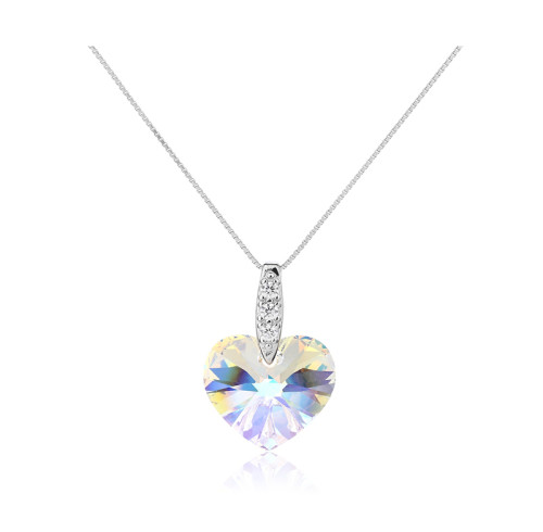 Collana di cristallo in argento sterling 925 in saldo | Collana di lusso con zirconi e strass per donna