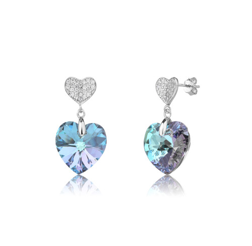 Nuovi orecchini pendenti alla moda con cristalli argentati | Orecchini in argento 925 con zirconi di alta qualità e strass