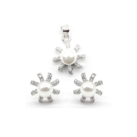 Wholesale Bridal Zircon Jewelry Set | 925 Silver Shell Pearl Jewelry Set For Women