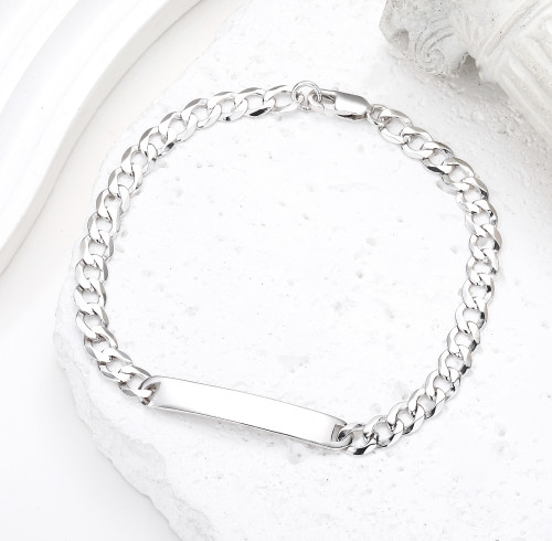 Catena a maglie cubane in argento sterling 925 personalizzata | Catena a maglie cubane Miami in argento semplice e alla moda