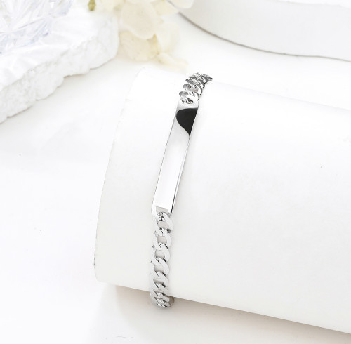Catena a maglie cubane in argento sterling 925 personalizzata | Catena a maglie cubane Miami in argento semplice e alla moda