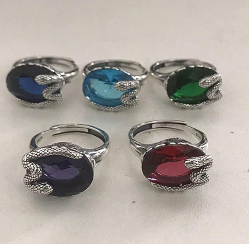 Anelli in argento personalizzati per donna | Anello di fidanzamento classico in argento con taglio aperto in vetro