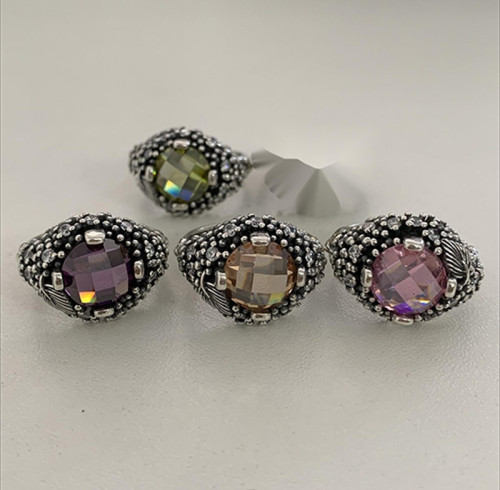 Nuovi anelli in argento sterling 925 | Anelli vintage in argento con vetro, aperti, per donna