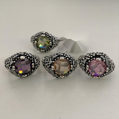 New Product 925 Sterling Silver Rings | Open Size Glass Vintage Silver Rings For Women