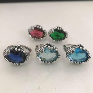 Anel de vidro de luxo de alta qualidade com tamanho aberto | Anel de prata esterlina feminino com design