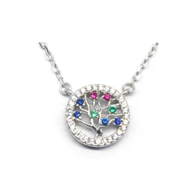 Wholesale Popular 925 Silver Tree of Life Necklace | Zircon Silver Necklace For Women