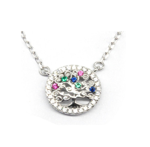 Collana personalizzata con albero della vita in argento sterling | Collana classica in argento con zirconi per donna