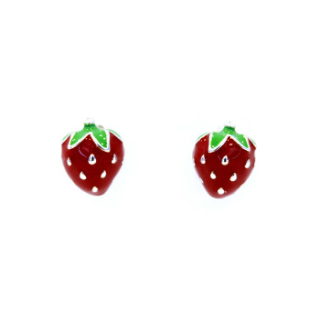 New Trendy 925 Silver Strawberry Earrings | Simple Silver Stud Earrings For Women