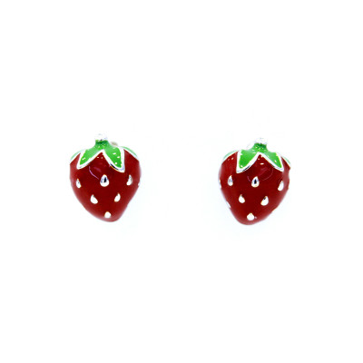New Trendy 925 Silver Strawberry Earrings | Simple Silver Stud Earrings For Women