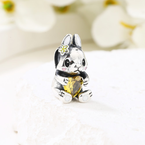 Colgante de circonita de moda al por mayor | Bonito colgante de conejo de plata 925 para mujer