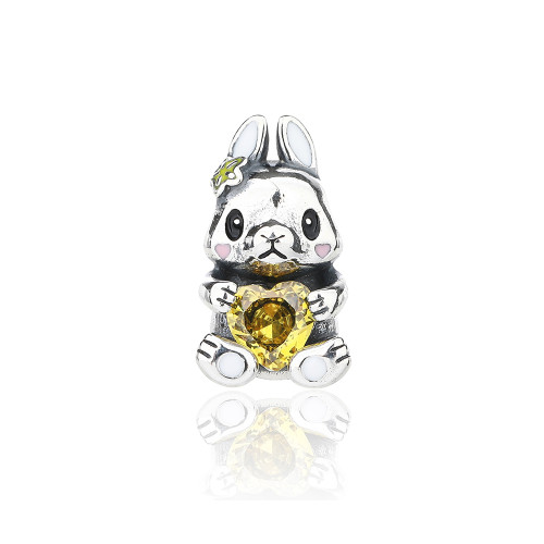 Colgante de circonita de moda al por mayor | Bonito colgante de conejo de plata 925 para mujer