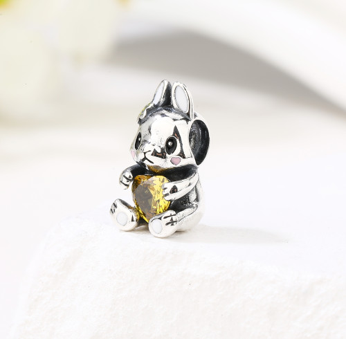 Ciondolo in zircone alla moda all'ingrosso | Ciondolo in argento 925 a forma di coniglio per donna