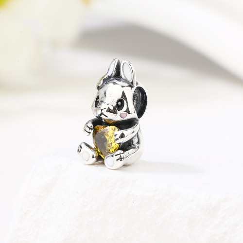 Colgante de circonita de moda al por mayor | Bonito colgante de conejo de plata 925 para mujer