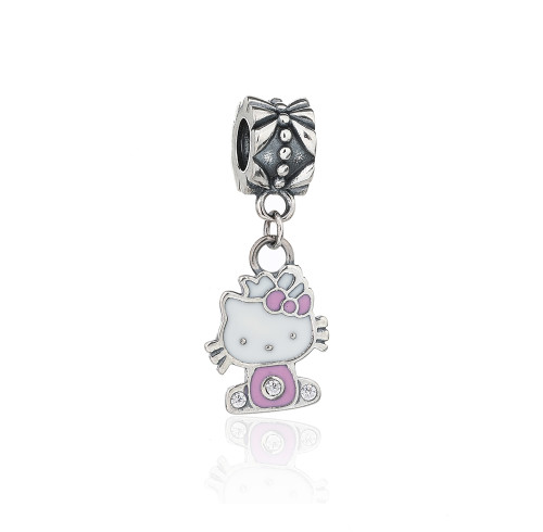 Ciondoli in argento sterling 925 all'ingrosso | Ciondoli Hello Kitty in argento con zirconi per donna