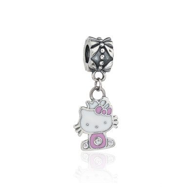 Ciondoli in argento sterling 925 all'ingrosso | Ciondoli Hello Kitty in argento con zirconi per donna