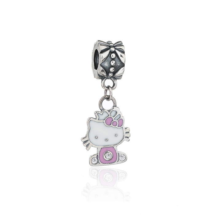 Ciondoli in argento sterling 925 all'ingrosso | Ciondoli Hello Kitty in argento con zirconi per donna