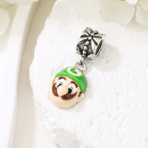 Pingente de prata vintage Mario atacado de fábrica | Pingentes de prata esterlina 925 esmaltados de alta qualidade
