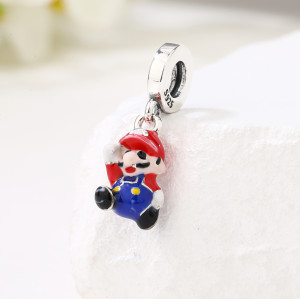 Colgante de plata personalizado de Mario | Colgante clásico de moda de plata de ley 925 esmaltada