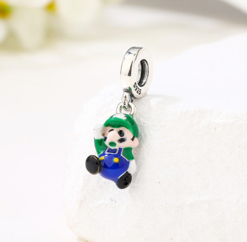 Ciondolo Mario personalizzato in argento | Ciondolo classico in argento sterling 925 smaltato