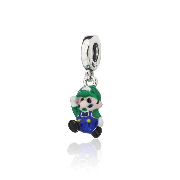 Colgante de plata personalizado de Mario | Colgante clásico de moda de plata de ley 925 esmaltada