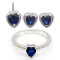 New Arrival Elegant Women's Jewelry Sets | 925 Silver Zircon Blue Glass Heart Jewelry Set