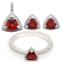 New Products Simple Wedding Jewelry Set | 925 Silver Zircon Glass Red Jewelry Sets