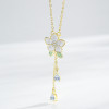 Wholesale Classic Flower 925 Sterling Silver Necklace Women |  18k Gold Zircon Necklace Silver