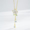 Wholesale Classic Daisy Green Flower 925 Silver Necklace Women | 18k Gold Zircon Necklace Silver