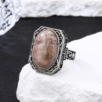 Wholesale Black Line Rhodonite Silver Ring | Men's Natural Blue Sodalite Ring