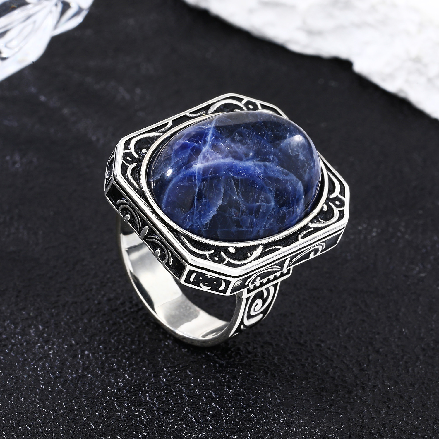 Blue Sodalite Silver Ring