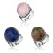 Classic Vintage Rose Quartz Ring | Silver 925 lapis lazuli Flower Green Stone Rings