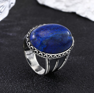 Classic Vintage Natural Stone Ring | High Quality Silver 925 Mens Wedding Rings