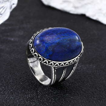 Classic Vintage Rose Quartz Ring | Silver 925 lapis lazuli Flower Green Stone Rings