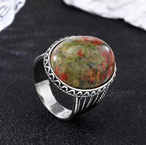Classic Vintage Natural Stone Ring | High Quality Silver 925 Mens Wedding Rings