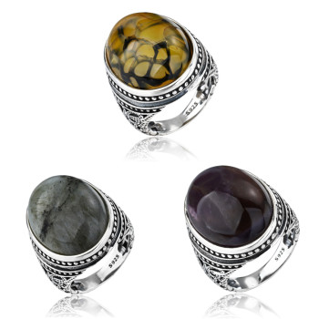Hot Sale 925 Silver Dragon Agate Rings | Flash Stone Obsidian Personalized Mens Rings