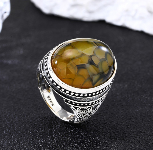 Hot Sale 925 Sterling Silver Rings Jewelry | Natural Stone Personalized Mens Rings
