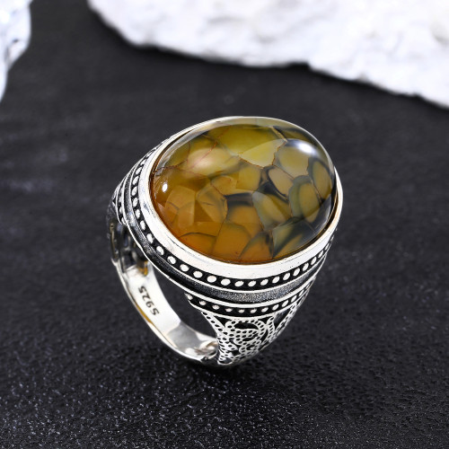 Hot Sale 925 Sterling Silver Rings Jewelry | Natural Stone Personalized Mens Rings