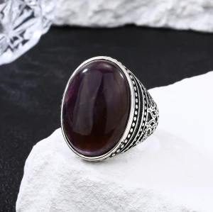 Hot Sale 925 Sterling Silver Rings Jewelry | Natural Stone Personalized Mens Rings