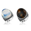Factory Wholesale Men Silver Ring Jewelry | Fashion Vintage Natural Stone Ring