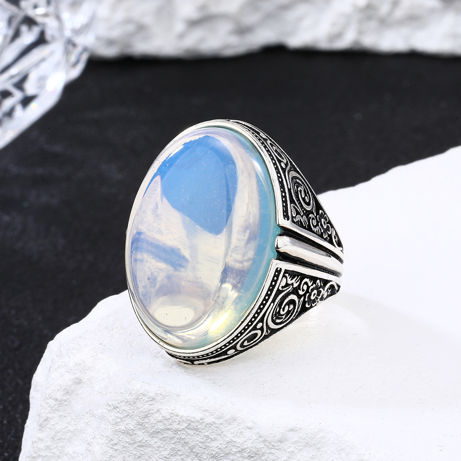 sterling silver opal ring