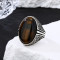 Factory Wholesale Men Silver Ring Jewelry | Fashion Retro opal Tiger Eye Stone Ring