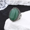 Anello vintage personalizzato in pietra naturale con avventurina verde | Anelli in argento sterling 925 per uomo