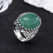 Custom Natural Stone Green Aventurine Vintage Ring | 925 Sterling Silver Rings For Men