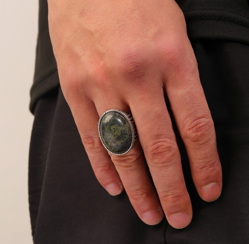 Wholesale Hot Style Natural Dragon Blood Stone Vintage Ring | 925 Silver Wedding Rings For Men