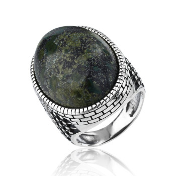 Wholesale Hot Style Natural Dragon Blood Stone Vintage Ring | 925 Silver Wedding Rings For Men