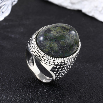 Wholesale Hot Style Natural Dragon Blood Stone Vintage Ring | 925 Silver Wedding Rings For Men