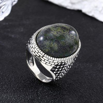 Wholesale Hot Style Natural Dragon Blood Stone Vintage Ring | 925 Silver Wedding Rings For Men