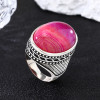 New Design 925 Sterling Silver Natural Red Striped Agate Ring | Simple Classic Silver Ring For Men