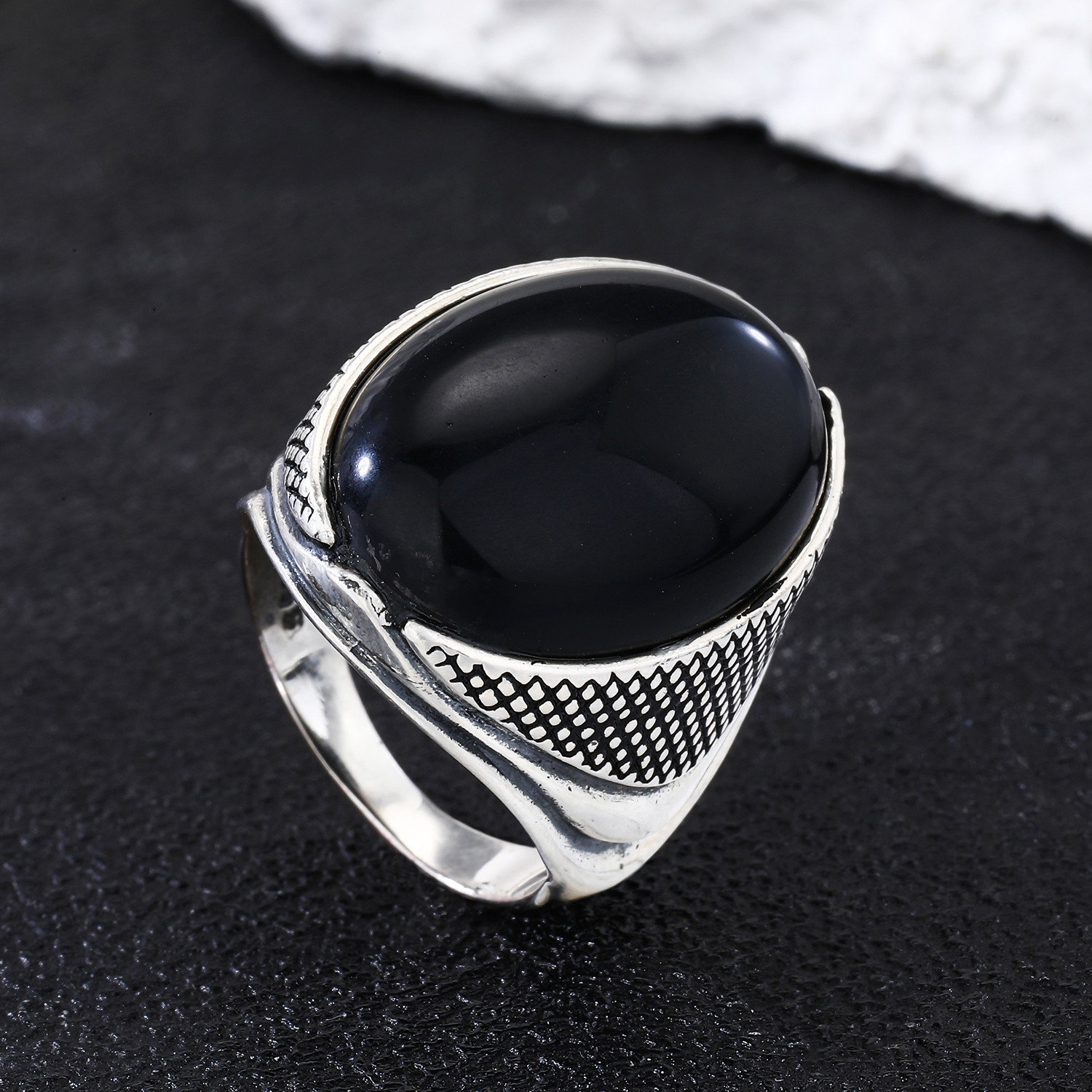 Sterling Silver Obsidian Rings